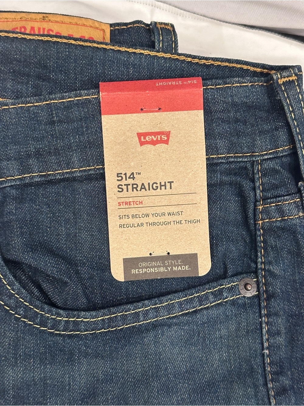 Levi's Denim Straight Jeans in Mid Blue Wash - Picture 5 of 8